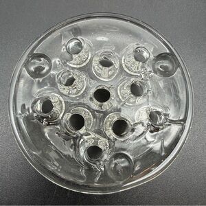 Vintage Clear Glass Flower Frog for Floral Arrangements 11  Holes 3.25” Diameter